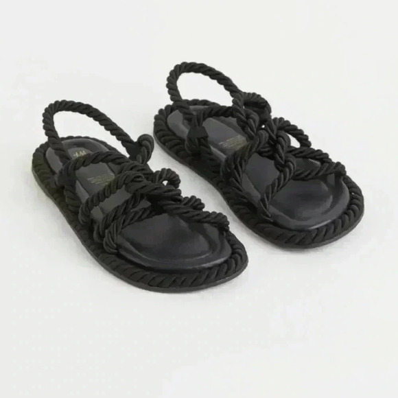 H&M Shoes - like new! Black rope sandals H&M size 9 sailor 50s 70s boho